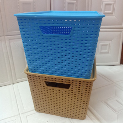 Combo 2 rổ đựng đồ đa năng có nắp đậy - 42x29.5x22.3(cm) giao màu ngẫu nhiên