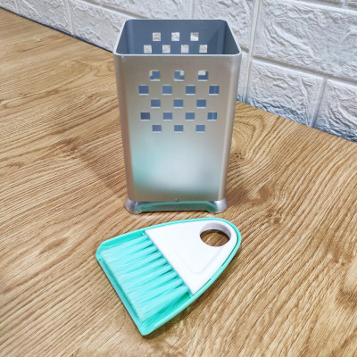 Ống cắm đũa vuông đơn inox304 tặng kèm chổi quét bụi hít nam châm mini tiện lợi