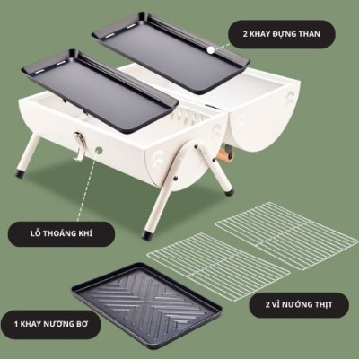 Combo Bếp nướng 2 mặt cao cấp kèm than tre nén 3 kg ít khói, an toàn,tiện lợi di chuyển kèm quà tặng