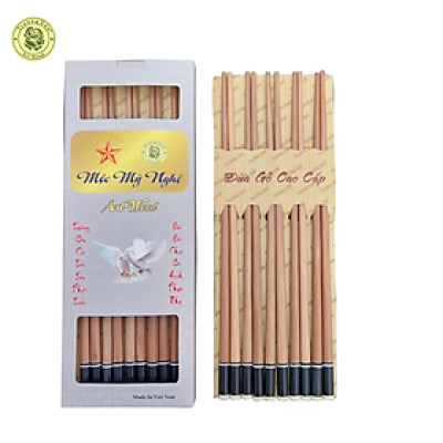 Bộ 10 Đôi Đũa Gỗ Sao Ghép Đầu Đen Cao Cấp - Đồ Gỗ Gia Dụng Thủ Công Mỹ Nghệ Thương Hiệu Trường Sơn