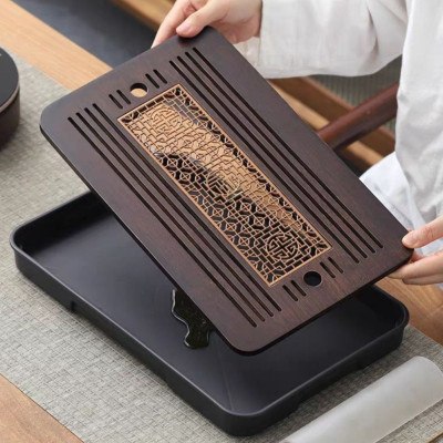 BỘ KHAY TRÀ NHẬT NÂU ĐEN PHONG CÁCH NHẬT BẢN CAO CẤP MH-QNK95