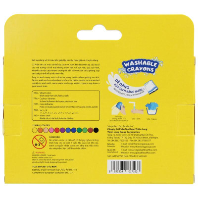 Hộp 12 Bút Sáp Màu Rửa Được Colorkit - Thiên Long SWCR-C001/AK