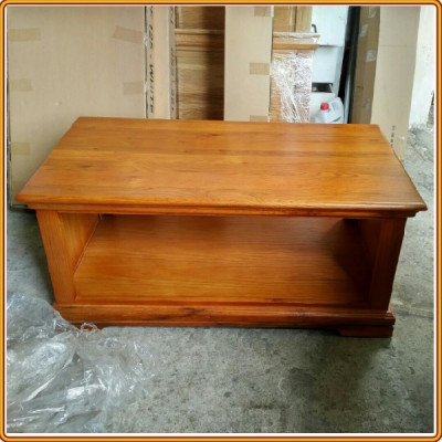 Bàn cafe bàn trà 2 tầng gỗ sồi