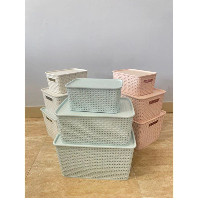 Bộ 3 rổ nhựa mây đan hàn quốc đựng đồ đa năng