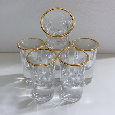 BỘ 6 LY RƯỢU THỦY TINH TEAPOS VIỀN VÀNG 20ML - ANTH694