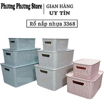 Bộ 3 rổ nhựa mây đan hàn quốc đựng đồ đa năng