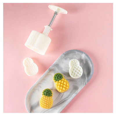 Combo Khuôn Nén Lò Xo Làm Bánh Trung Thu,Khuôn Nhấn Làm Bánh Dứa 2 Mặt 50gr (Mẫu 2 Quả Dứa) - Hàng Chính Hãng MINIIN