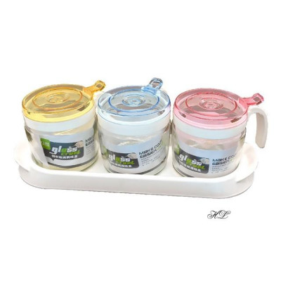 Bộ 3 hũ đựng gia vị thuỷ tinh sắc màu cao cấp