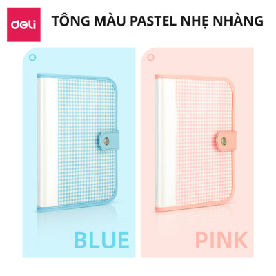 Sổ Tay Ghi Chép Bìa Cứng 32K 96 Trang Deli - 4 Định Dạng Giấy - Xanh Dương/Hồng - SZ025