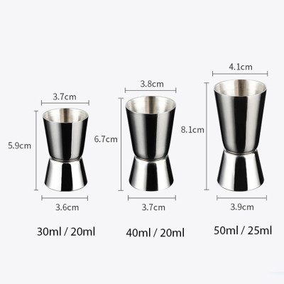 Ly Định Lượng Inox 2 Đầu - Combo 3 ly (20/30 - 20/40- 25/50 c.c). Dụng cụ pha chế dùng định lượng pha Cocktail