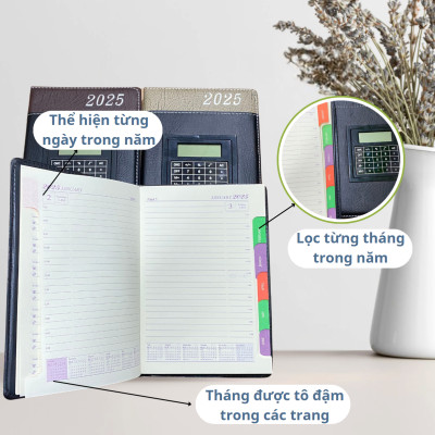 [SỔ TAY DA KÈM MÁY TÍNH] Sổ Da Doanh Nhân Cao Cấp Kèm Máy Tính Dành Riêng Để Lập Kế Hoạch Cho Năm 2025