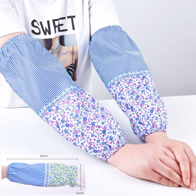 1 Đôi Bao Ống Tay Áo Làm Bếp Rửa Chén Chống Bám Bẩn Phong Cách Hàn Quốc Kẻ Sọc Vân Hoa