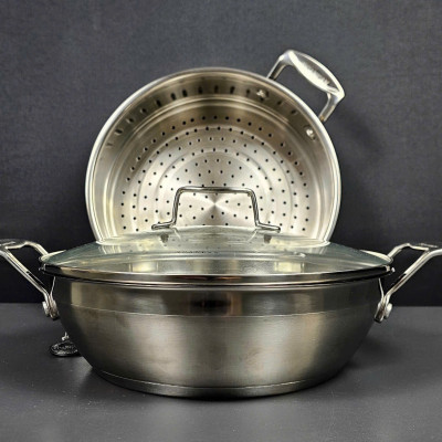 Chảo inox kèm xửng hấp Scanpan Impact 28cm 71122810 Hàng chính hãng