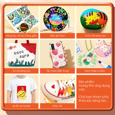 Bút Màu Acrylic Marker 12/24/36/48/ Màu Cao Cấp Bút Sơn Acrylic Chống Nước Vẽ Trên Mọi Chất Liệu Bề Mặt