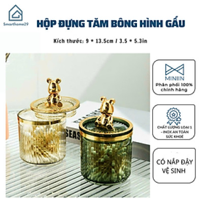 Hộp Đựng Tăm Xỉa Răng Bằng Cotton Trong Suốt Hình Gấu Phong Cách Bắc Âu - HÀNG CHÍNH HÃNG MINIIN