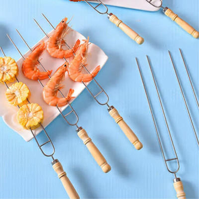 Nĩa nướng thịt, rau củ quả, nĩa nướng thép Suncojia nhỏ gọn, tiện lợi có tay cầm gỗ cách nhiệt