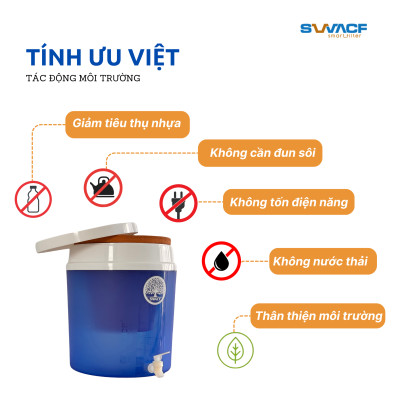 Bình lọc nước uống trực tiếp SWACF 16L | CWF Nano bạc, lõi lọc 7L, tốc độ lọc 2-4 lít/giờ, giữ khoáng thiết yếu - Công nghệ Mỹ