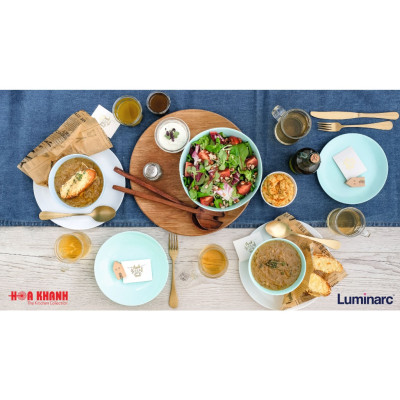 Đĩa Thủy Tinh Luminarc Diwali Light Turquoise 19cm đựng thức ăn, cường lực, chịu nhiệt - Bộ 3 đĩa - P2613