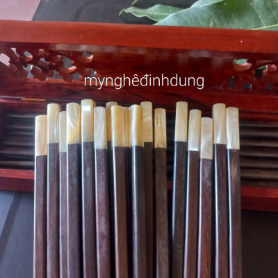 Bộ đũa ăn cao cấp bằng gỗ trắc đỏ đen + hộp đựng đũa gỗ hương 
