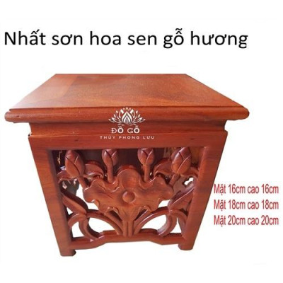 Đôn vuông hoa sen gỗ hương cao cấp