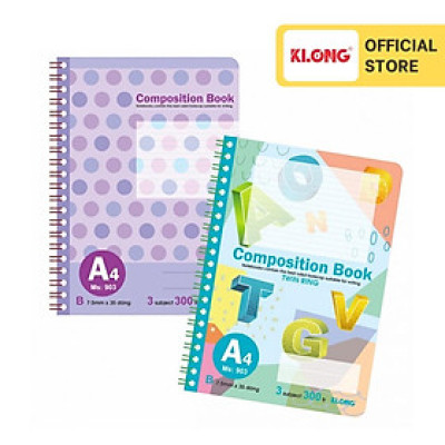 Sổ kẻ ngang lò xo kép KLONG A4 300 trang 70/92; MS: 903