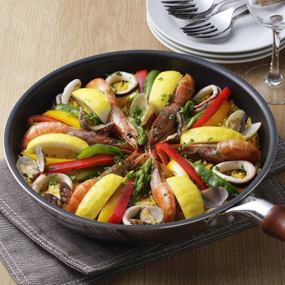 Chảo chống dính siêu nhẹ đáy từ Shimomura, cấu tạo 2 lớp kép (độ dày đáy 2,6 mm) -nội địa Nhật Bản 