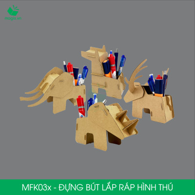 Đựng bút lắp ráp hình thú, đồ đựng bút hình thú bằng giấy carton siêu cứng