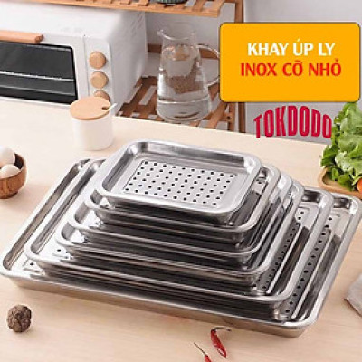 Khay Inox Úp Ly Có Lỗ - Mâm Trà Chữ Nhật Nhiều Cỡ 