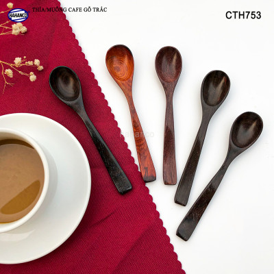 Thìa Cà Phê, muỗng pha trà, gỗ Trắc/Cẩm (HAHANCO) Chuôi uốn lượn sóng/Độc đáo - CTH753
