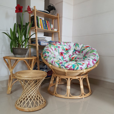 Ghế thư giãn papasan hoạ tiết hoa lá 