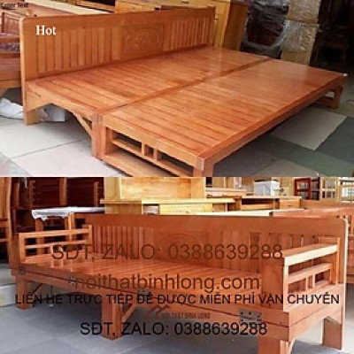 ghế gấp thành giường 1m6 x 2m gỗ xoan đào