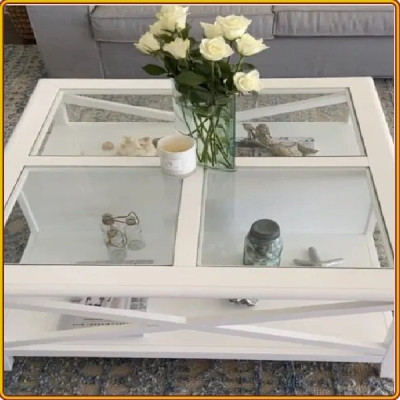 Bàn trà vuông Juno Sofa mặt kính 100 x 100 x 45 cm 