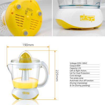 Máy vắt cam DSP KJ1002 bằng nhựa PP, ABS bền đẹp, chắc chắn, dung tích 1000 ml - Hàng nhập khẩu