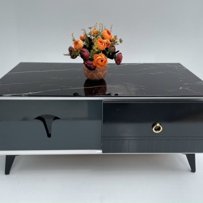 Bàn trà mặt kính vân xám mẫu mới 2023 Juno Sofa KT50x100x45cm 