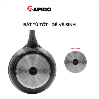 Chảo từ Rapido size 24 đáy chấm Teflon RP24-RDT chống dính, giữ nhiệt - Hàng chính hãng