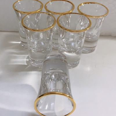 BỘ 6 LY RƯỢU THỦY TINH TEAPOS VIỀN VÀNG 20ML - ANTH694