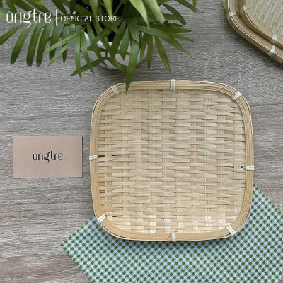 Set Mẹt Tre Vuông màu trắng ONGTRE Viền Dày Thủ Công, Size 14, 17 và 20cm