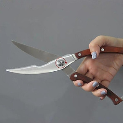 Kéo cắt gà và thịt đa năng inox có khóa gài cao cấp tặng kèm miếng lót nồi rửa bát silicol tiện lợi