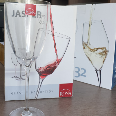 Bộ 4 ly uống rượu vang Rona pha lê Tiệp Khắc 390 ml ( Tuyệt đẹp )