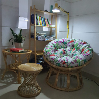 Ghế thư giãn papasan hoạ tiết hoa lá 