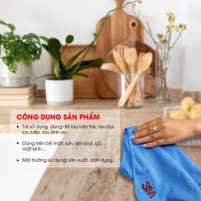 Khăn lau đa năng cao cấp 3M xanh dương 36cm
