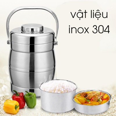 Cặp Lồng Inox 3 Tầng 1.4 - 2 Lít -Cặp Lồng  Đựng Cơm Cháo Phở Giữ Nhiệt Cao Cấp - Cà Mên Inox