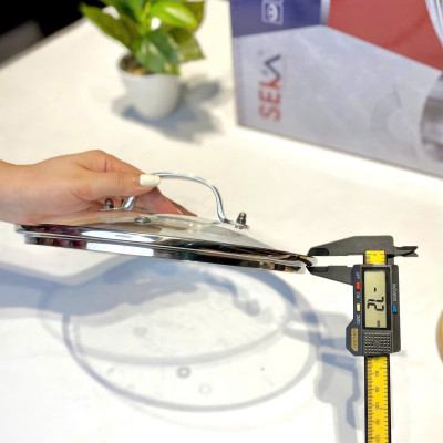 Chảo inox 5 lớp nano Seka chống dính tự nhiên có nắp kính cao cấp size 22-24-26cm