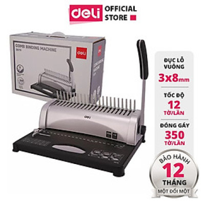 Máy Đóng Gáy Xoắn Lò Xo Deli Chính Hãng Cao Cấp - Tiện Dụng Cho Tài Liệu, Sách, Lịch - Thiết Kế Chắc Chắn Siêu Bền E3870