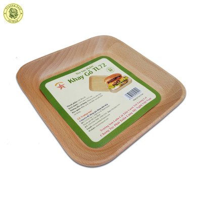 Khay Dĩa Gỗ Hình Vuông 14.5 Cm Có Chân TL72 - Đồ Gỗ Nhà Bếp Thương Hiệu Trường Sơn