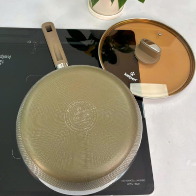 Chảo Inox 316 liền khối 7 lớp phủ chống dính Nano Titanium Shield Kalpen size 20cm,24cm,26cm,28cm đáy từ - Hàng chính hãng