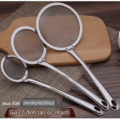 Dụng cụ Vợt dây lưới lọc bột lọc cặn cho dầu ăn và vớt hớt bọt loại lớn đáy sâu inox 304 cao cấp ( có nhiều size )
