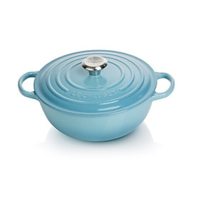 Nồi gang sâu lòng Le Creuset La Marmite, schwarzes Interieur, 26cm Blu Caribe - màu xanh ngọc bích Hàng Chính Hãng