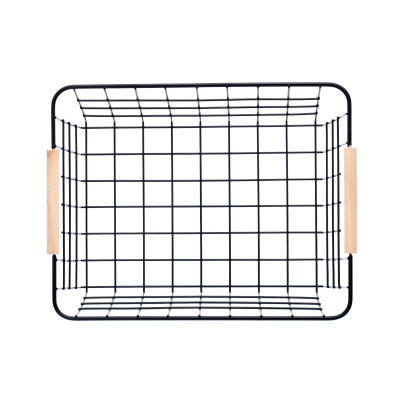 Giỏ kim loại đựng đồ đa năng, tay cầm gỗ_ Hàng nhập khẩu chính hãng.