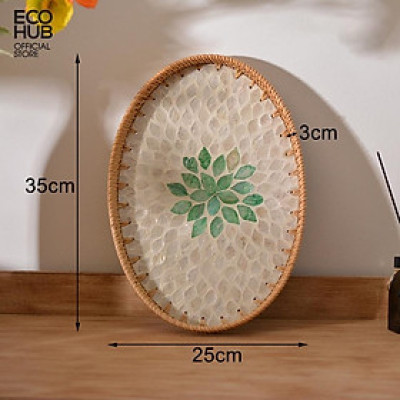 Bộ khay mây vintage khảm trai ECOHUB E00210